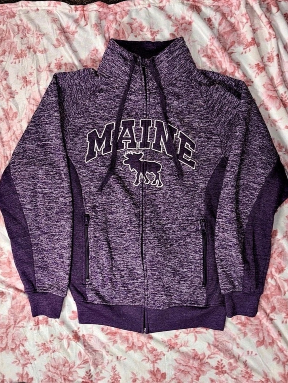 Harrisburg Trading Co. Maine Moose Full Zip Mock Neck Sweatshirt. Maine Moose